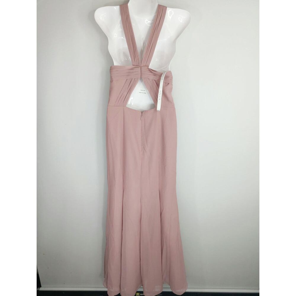 Azazie Rose Mauve Crisscross Halter Maxi Dress - Picture 7 of 14